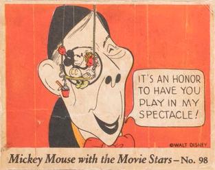 1935 Gum Inc. Mickey Mouse with the Movie Stars (R90) #98 It's An Honor To Have You Play In My Spectacle! Front