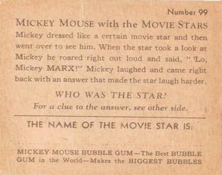 1935 Gum Inc. Mickey Mouse with the Movie Stars (R90) #99 Lo, Mickey Marx! Hi, Groucho Mouse! Back