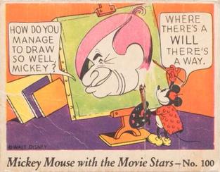 1935 Gum Inc. Mickey Mouse with the Movie Stars (R90) #100 How Do You Manage To Draw So Well, Mickey? Front