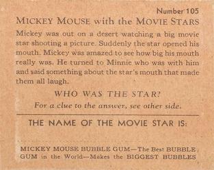 1935 Gum Inc. Mickey Mouse with the Movie Stars (R90) #105 That's The Biggest Opening I've Ever Seen In Hollywood. Back
