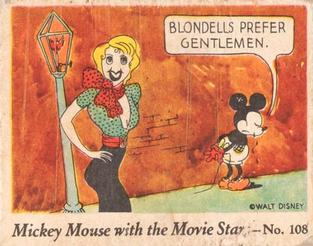 1935 Gum Inc. Mickey Mouse with the Movie Stars (R90) #108 Blondells Prefer Gentlemen. Front