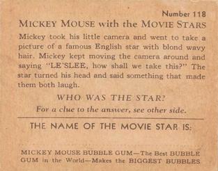 1935 Gum Inc. Mickey Mouse with the Movie Stars (R90) #118 Le'slee How Shall We Take This? Back