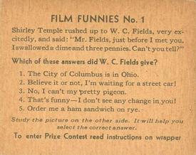1935 Gum Inc. Film Funnies (R48-2) #1 W.C. Fields Back