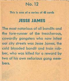 1933 Anonymous Western (R128-1) #12 Jesse James Back