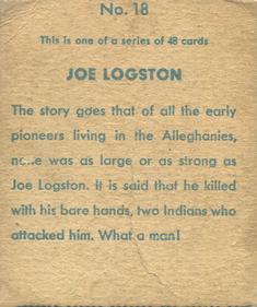 1933 Anonymous Western (R128-1) #18 Joe Logston Back
