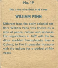 1933 Anonymous Western (R128-1) #19 William Penn Back
