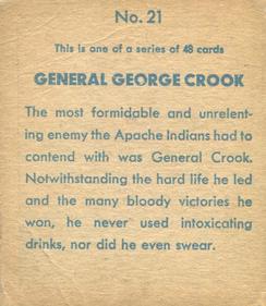 1933 Anonymous Western (R128-1) #21 General George Crook Back