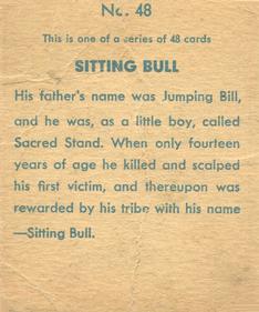 1933 Anonymous Western (R128-1) #48 Sitting Bull Back