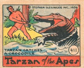 1936 Anonymous Cartoon Adventures (R28) #411 Tarzan Catches A Crocodile Front