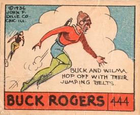 1936 Anonymous Cartoon Adventures (R28) #444 Buck And Wilma Hop Off With Their Jumping Belts Front