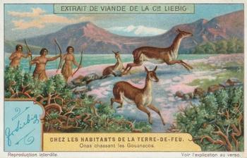 1929 Liebig Chez Les Habitants de la Terre-De-Feu (The Inhabitants of Tierra Del Fuego)(French Text)(F1221, S1221) #NNO Exercices des Onas Front