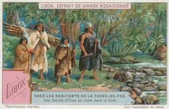 1929 Liebig Chez Les Habitants de la Terre-De-Feu (The Inhabitants of Tierra Del Fuego)(French Text)(F1221, S1221) #NNO Onas chassant les Gouanacos Front