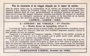 1930 Liebig L'Eneide - 1 Partie (The Aeneid - Part 1)(French Text)(F1237, S1238) #1 Enee dans la tempete Back