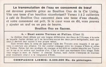1930 Liebig L'Eneide - II Partie (The Aeneid - Part 2)(French Text)(F1238, S1239) #4 Turnus et Pallas Back