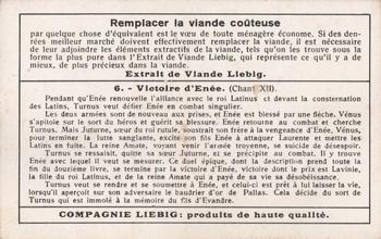 1930 Liebig L'Eneide - II Partie (The Aeneid - Part 2)(French Text)(F1238, S1239) #6 Victoire d'Enee Back