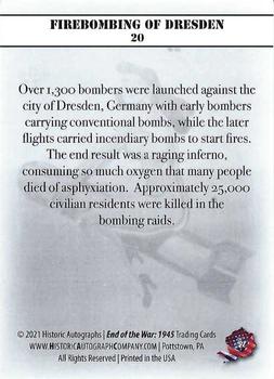 2021 Historic Autographs 1945 The End of WWII #20 Firebombing of Dresden Back