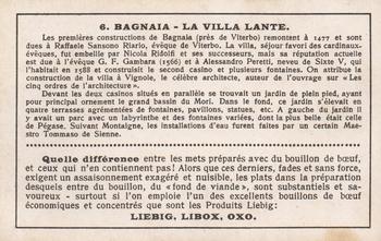 1930 Liebig Jardins Italiens (Italian Gardens)(French Text)(F1239, S1240) #6 Bagnaia - La Villa Lante Back