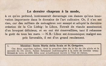 1930 Liebig Joyaux D'Architecture Sicilienne (Gems of Sicilian Architecture)(French Text)(F1240, S1241) #1 Messine : Santa Maria della Scala et St Gregoire Back