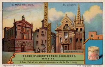 1930 Liebig Joyaux D'Architecture Sicilienne (Gems of Sicilian Architecture)(French Text)(F1240, S1241) #1 Messine : Santa Maria della Scala et St Gregoire Front
