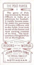 1905 Player's Riders of the World #1 The Polo Player Back