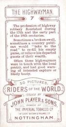 1905 Player's Riders of the World #7 The Highwayman Back
