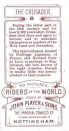 1905 Player's Riders of the World #8 The Crusader Back