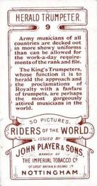 1905 Player's Riders of the World #9 Herald Trumpeter Back