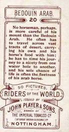 1905 Player's Riders of the World #20 Bedouin Arab Back