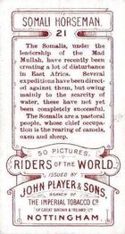 1905 Player's Riders of the World #21 Somali Horseman Back