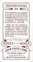 1905 Player's Riders of the World #23 Circassian Brigand Back