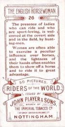 1905 Player's Riders of the World #26 The English Horsewoman Back