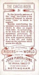 1905 Player's Riders of the World #31 The Circus Rider Back