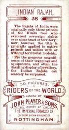 1905 Player's Riders of the World #38 The Mahout India Back