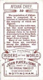 1905 Player's Riders of the World #39 Afghan Chief Back