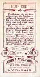 1905 Player's Riders of the World #40 Boxer Chief Back