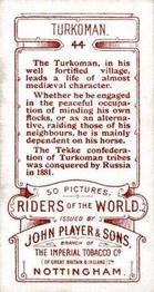 1905 Player's Riders of the World #44 Turkoman Back