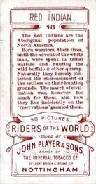 1905 Player's Riders of the World #48 Red Indian Back