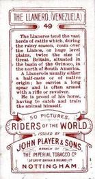 1905 Player's Riders of the World #49 The Llanero from Venezuela Back