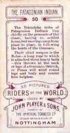 1905 Player's Riders of the World #50 The Patagonian Indian Back