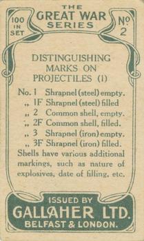 1915 Gallaher The Great War Series #2 Distinguishing Marks on Projectiles (1) Back