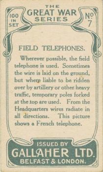 1915 Gallaher The Great War Series #7 Field Telephones. Back