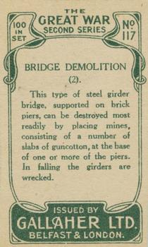 1915 Gallaher The Great War Series #117 Bridge Demolition (2). Back