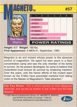 1991 Impel Marvel Universe II - Promos #57 Magneto Back