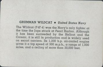 1944 Card-O Aeroplanes Mixed Series (R112-12) #NNO Grumman Wildcat Back