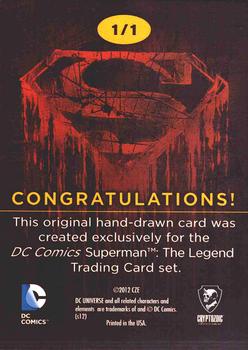 2013 Cryptozoic DC Comics Superman The Legend - Artist Sketch Cards #NNO Ashleigh Popplewell Back