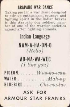 1956 Armour Star Franks Indian Language #NNO Arapaho War Dance Back