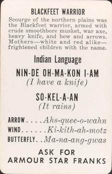 1956 Armour Star Franks Indian Language #NNO Blackfeet Warrior Back