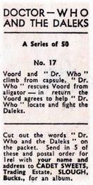 1965 Cadet Sweets Doctor Who and The Daleks #17 Voord and DR. Who... Back