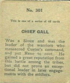 1930 Western Series of 48 (R130) #301 Chief Gall Sioux Back