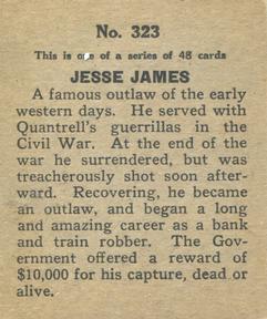 1930 Western Series of 48 (R130) #323 Jesse James Back
